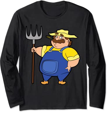 Pitchfork Hayfork Agriculture Husbandman Farmer Farm Farming Long Sleeve T-Shirt
