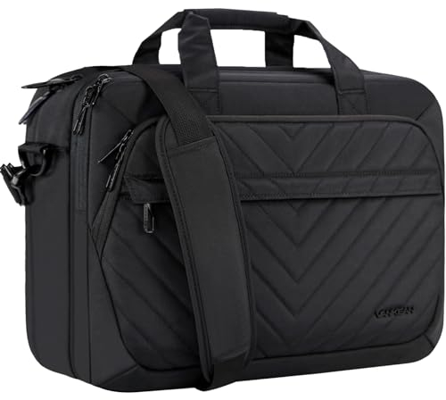 VANKEAN 17 Zoll Laptoptasche für Damen Herren Mode, TSA-freundliche Laptop tasche, wasserdichte Aktentasche für Geschäftsreisen, Schule, Arbeitstasche mit RFID-Fächern, Schwarz