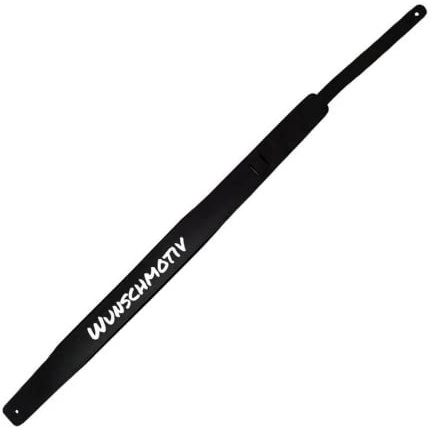 DER BANDMARKT Hochwertiger Gepolsterter Leder-Gitarrengurt mit Motiv-Gravur | Gitarrengurt aus gepolstertem Leder für E-Gitarre, Westerngitarre, Akustik Gitarre oder Bass (Schwarz)