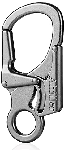Ahiller Karabiner Schlüsselring Clip, 3 Zoll Zinklegierung Doppelte Verriegelung Schlüsselbund für Outdoor, Schlüsselanhänger Stil Karabinerhaken [Gunmetalgrau-1P]