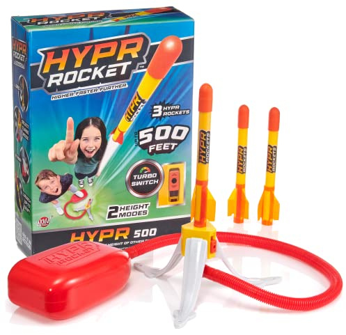WOW! STUFF - HYPR Rocket 500, The Highest Flying Stamp to Launch Rocket, Fly up to 500 ft, 3 Rockets, Outdoor Garden or Backyard, Toys and Gift for Kids, Families, Boys and Girls