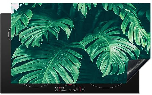 Protège-plaque à induction - Plaque Protection Vitrocéramique Induction - Vinyl - Monstera - Feuilles - Plantes - Jungle - Nature - 91.6x52.7 cm - Couvre Plaque de Cuisson - Accessoires de Cuisine