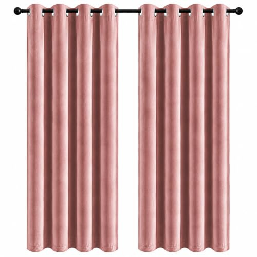Cleanlevel Samtvorhang (2er Set) 140x245 cm – Vorhänge Blickdicht mit Ösen – Hochwertige blickdichte Vorhänge mit Hitzeschutz & Kälteschutz