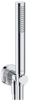 Duravit Universal Brauseset, wassersparende Stabbrause rund, Wandanschlussbogen, flexibler Brauseschlauch, Chrom