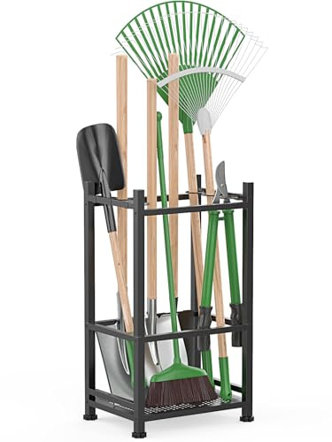 Dirza Garden Tool Organizer,Yard Tool Organizer for Garage Organization and Storage,Garden Tool Rack with 9 Loops for Garage, Shed, Outdoor,Easy Take Out and Storage,Will NOT tip over