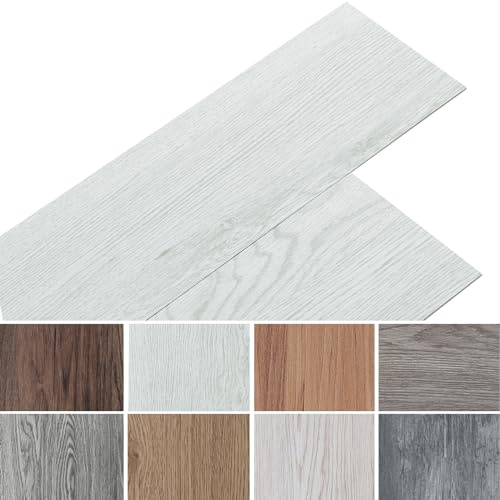 INMOZATA PVC Bodenbelag 5.01m² Vinylboden Selbstklebend Wasserdichte Bodenaufkleber für Küche Bad Haus Bodenfliese, 91.5 X 15.2CM, Hellgrau