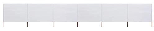 Mengtu 6-teiliges Windschutzgewebe Faltbar Strand Sichtschutz Windschutz Zaunblende für Balkon Strand Terrasse Camping Garten Zaun 800 x 120 cm Sandweiß Garten Möbel