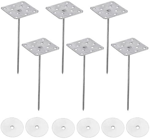 PATIKIL Clous d'Isolation Perforés de 4 Pouces avec Rondelles Lot De 80 | Clous Isolants en Aluminium, Pour Fixer Des Panneaux En Mousse Au Mur Ou Au Plafond