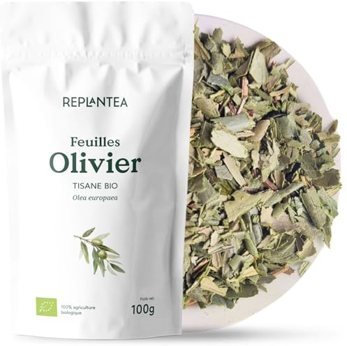 FEUILLE D'OLIVIER BIO 100g | Tisane de Feuilles d'olivier | Olivier Feuilles Coupées REPLANTEA