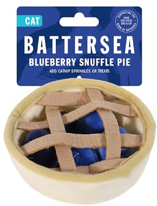 Rosewood Battersea Blueberry Snuffle Pie Cat Toy, Cat Snuffle Toy, Catnip Blueberries in Plush Pie Toy, Catnip Toy, Blue, 12.5cm