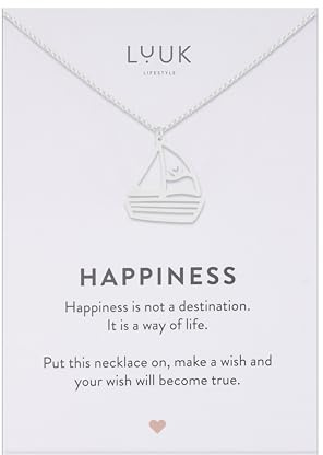 LUUK LIFESTYLE Collana moderna in acciaio inossidabile con ciondolo, lunghezza regolabile 50 cm, gioiello regalo per la migliore amica, barca a vela, argento