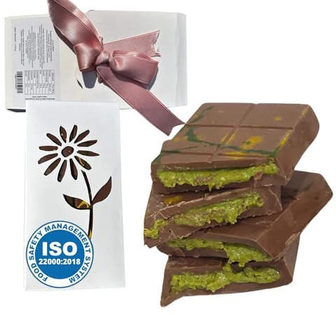 LUXURY BITES Chocolat Dubaï (210 g), fabriqué à la main par Chocolat de Belgique, au chocolat Dubaï Kadayif et à la pistache
