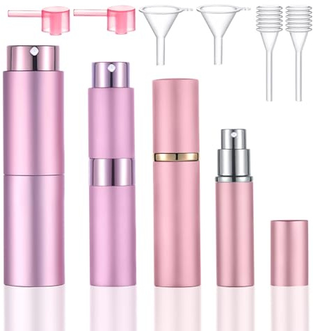 Yikimyfo Lot de 4 vaporisateurs pour parfum, 6/8/10/20 ml, flacon de recharge de parfum rechargeable, flacon de parfum à brume fine, flacon pulvérisateur de parfum pour voyage