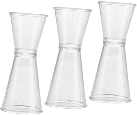 SECFOU 3stücke Teiliges Transparenter Messbecher Aus Kunststoff Doppelte Jigger Für Cocktails Bar Und Party Praktische Messung Von Zutaten Für Drinks Und Cocktails Wiederverwendbar Und