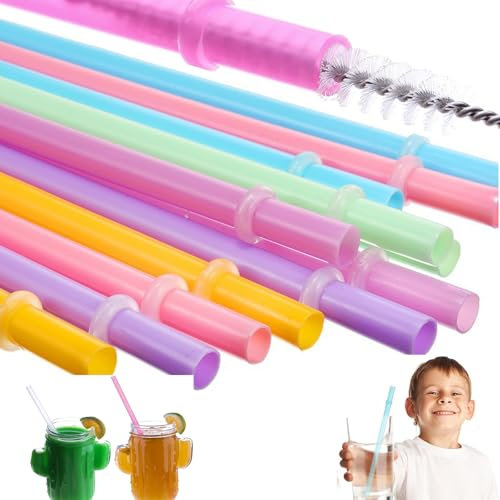 12 cannucce rigide riutilizzabili con spazzole per la pulizia, cannucce in plastica colorata, cannucce da 23 cm, colore arcobaleno, cannucce di ricambio per frullati, succhi di frutta, cocktail,