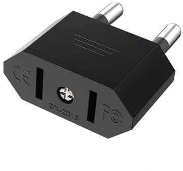 VIEVRE USA to EU 2-Pin Power Adapter for America, Mexique, Canada, Egypt, Spain - Universal Travel Adapter (Black)