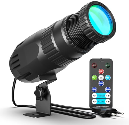 KRIDERISH Pinspot LED Licht 20W 4 en 1 LED Punktstrahler 4 Modi Spiegelkugelprojektor mit Fernbedienung Spot Bühnenlicht Leuchte für Bar Disco Tanzhallen Party Hochzeit