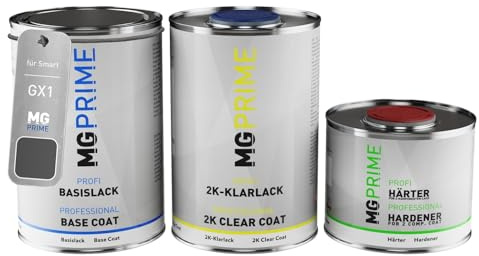 MG PRIME Billack Can Set för Smart GX1 / JLC-G311 Gun Metal Baslack 2K Klarlack Härdare sprutfärdig 2,5L