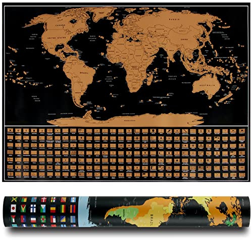 Carte Détaillée à Gratter du Monde, Hillylolly Carte du Monde à Gratter, Carte Monde de Voyage & Poster, Scrape Off World Map, Scratch Off Travel Map, 42.5 * 30 cm, Emballage Tube Carton