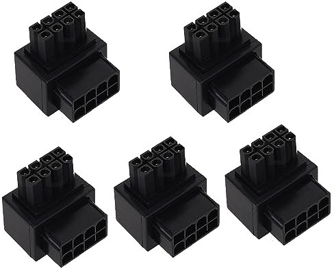 SHOOYIO 5 adaptadores de 90 grados de 8 pines macho a hembra de 8 pines para tarjeta gráfica de escritorio, fuente de alimentación