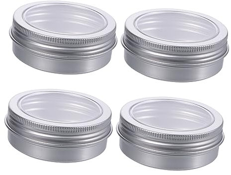 DIYEAH Barattoli Di Alluminio Finestra Trasparente 12 Pezzi Da 60 Ml Per Cosmetici, Contenitori Per Candele e Bomboniere, Riutilizzabili Per Fai Da Te, Viaggi e Stoccaggio