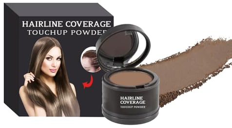 Hairline Powder Hair Shadow Powder, Dark Gray Hair Root Dye Shadow Cover,Hair Root Concealer For Makeup for Men and Women,Hair Root Dye with Mirror and Puff,Dark Brown (Light Brown, One Size)