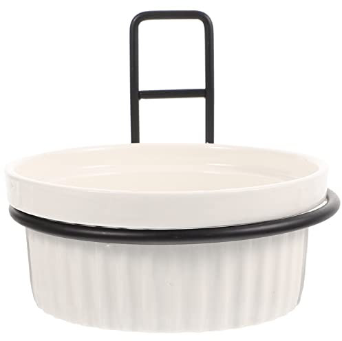 POPETPOP 1ensemble Set De Gamelles Suspendues Céramique pour avec Support Murale Bol Anti-Renversement pour Nourriture Et Eau pour Animaux De Compagnie