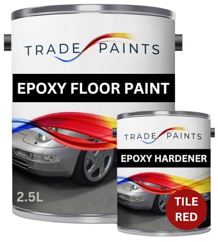 2 Pack Epoxy Garage Concrete Floor Paint - Tile Red - 2.5L – Heavy Duty, Durable, Chemical & Oil Resistant, Long-Lasting Industrial Strength