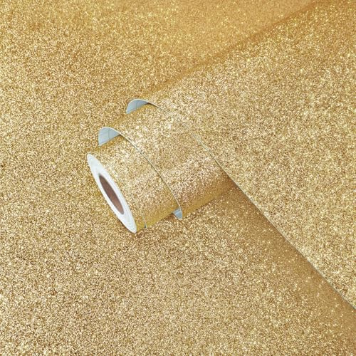 Yullpaper Papier Peint Adhésif Mural Paillettes Champagne Gold Papier Adhesif Pour Meuble Placard Mur Salon Papier Peint Enfant Chambre Brillant Rouleau Adhesif Decoratif 40cm x 800cm