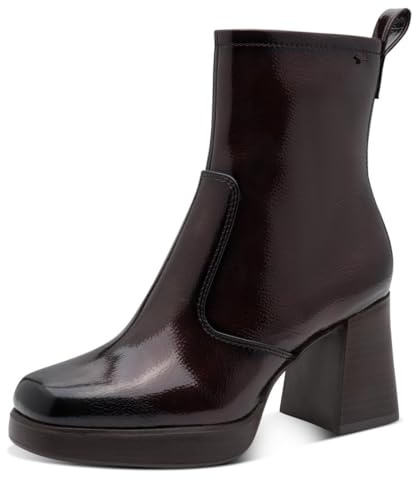 Tamaris Femme Damen Boot Heel 1-25361-43 Bottine, Brevet Merlot, 41 EU