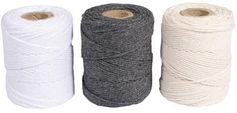 Rayher makramégarn, sorterat, 1 mm ø, sand, 3 x ca 50 g, 3 spolar à 65 m, 44009504