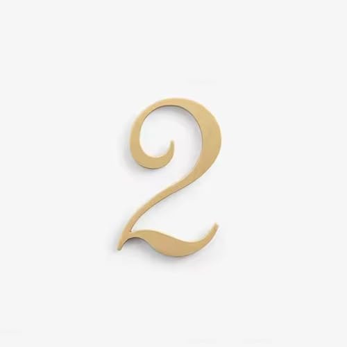 2-Zoll Hausnummern aus goldenem Messing, 3D moderne Türnummer, Briefkastenschild für draußen, Adressschild für Haus, Wohnung, Wanddekoration, Garten, Straßenpfosten, Hotel, Wohnbereich(2)