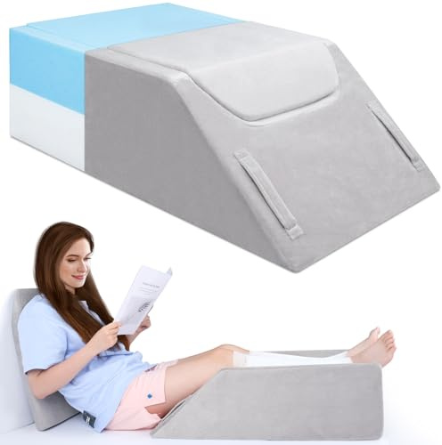 INFANZIA Venenkissen aus Memory-Schaumstoff für Beinhochlagerung, Ergonomisches Beinkissen zum Beine hochlagern, Füße hochlegen, Lagerungskissen für Knieauflage, Lymphkissen für Bipedale Entlastung