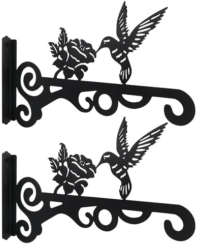 2 Pièces Support de Panier Suspendu à Montage Mural, Support Crochet Plante | Cochets Muraux en Fer pour Lanternes, Mangeoires à Oiseaux Carillons Planteurs Crochets Décoration Extérieure