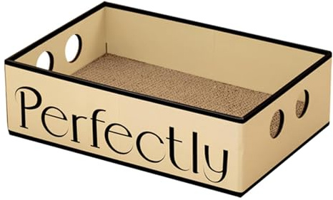 Caja rascadora de cartón para gatos pequeños y medianos perfectamente 47 x 31,5 x 14 cm
