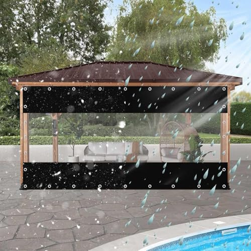 Gazebo Pannelli Laterali in Telone Trasparente Impermeabile,Tende Per Eventi e Tendoni Con Porta Cerniera,Telone in Pvc Resistente Da 0,3mm,Con Occhielli,Tende Divisorie,NoZip-6.6×2m(21.7 * 6.6ft)
