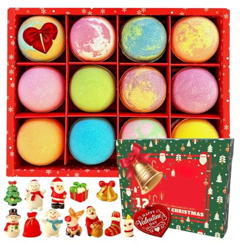 Badebomben Set, 12 Pack Natürliche Bio Badekugeln Mit Weihnachtsspielzeug, Handgefertigte Duschbomben, Für Hautpflege Und Entspannung - Geschenk Für Erntedankfest, Weihnachten/Geburtstage
