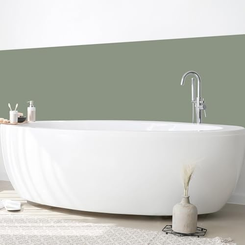 micasia Wandverkleidung Bad selbstklebend wasserfest mit Motiv fugenlos Wandpaneel - made in Germany - Design Hartfolie matt grün Badrückwand Unifarben statt Fliesen 1412 (150x70cm)