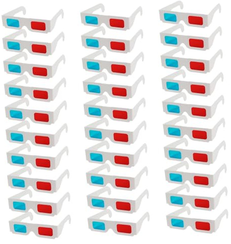 TOPBATHY 30 Pezzi Occhiali 3d Anaglifici in Carta e Cartone Monouso per Cinema e Video Occhiali da Cinema Anaglifi per Film 3d Accessori per Feste e Visione di Immagini Tridimensionali