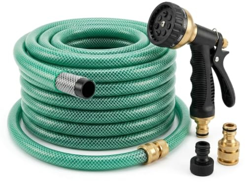 Lemag Tubo Irrigazione Retinato 1/2 20 m con Pistola 5 Getti – Tubo da Giardino in PVC Anti-Alga e Atossico Antitorsione – Flessibile Resistente per Orto e Giardino | Made in Italy