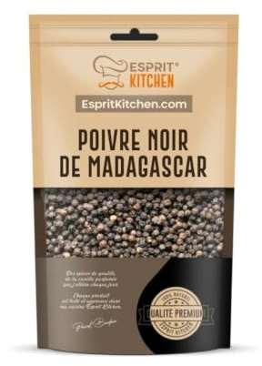 200 gr Poivre noir en grains de Madagascar sachet refermable | 100 % naturel