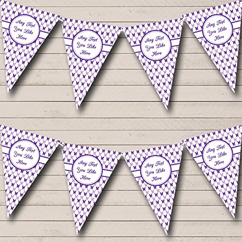 Purple Lilac White Butterflies Children's Birthday Party Bunting Banner