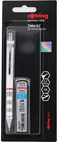 Rotring Tikky Druckbleistift 0.7 mm, weiß + Spitze Geschenk - 1908349