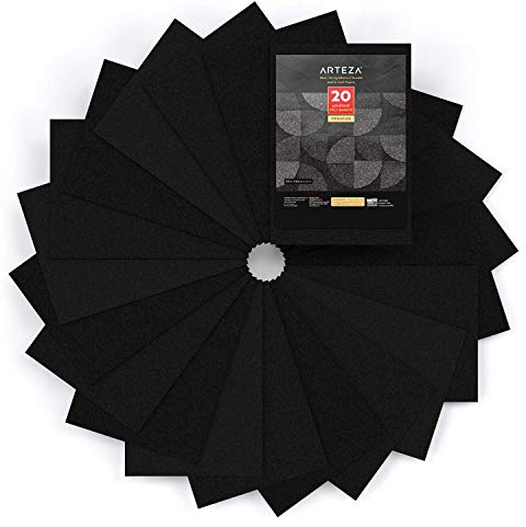 ARTEZA Black Craft Felt Sheets, 8.3 x 11.8 Inches, Set of 20, Stiff Non Woven Felt Fabric for Sewing and DIY Projects