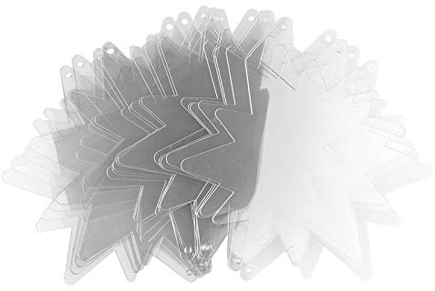 Ideen mit Herz Windradfolien-Scheiben | Transparent-Folie | Mobile-Folie | transparent | ausgestanzte Motive mit Loch für Aufhängung | 0,5 mm | 20 Stück (Stern 2 | 16cm x 14cm)