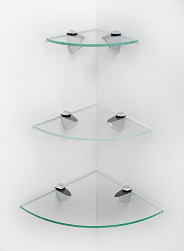 BSM Marketing Glas-Eckregale in Weiß oder Schwarz (transparent)