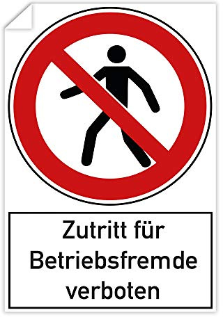 Aufkleber Zutritt für Betriebsfremde verboten, 3 St., selbstklebend | 3 selbstklebende Aufkleber je 20x30 cm – Digitaldruck, wetterfest und UV-beständig, innen & außen