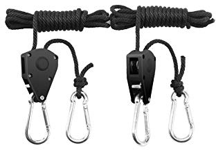 BOSYTRO 1 Pares（2 Piezas） Rope Ratchet con Ganchos Trinquete de Cuerda de Suspención 1/8 Inch para jardinería jardín Cultivar Hidropónica Colgar Reflectores Filtros de carbón LED Lampe,hasta 68 kg