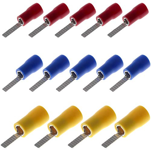 Flachstift Kabelschuhe Kabel Steckverbinder 10mm Stift 0.5-6.0 mm² Flat Pins (10mm Stift | Blau | 1.5-2.5mm², 100 Stück)