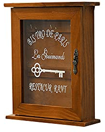 Spotact Scatola per Chiavi in Legno, Armadietto Portachiavi Retrò a Parete con Porta Magnetica, Contenitore Durevole in Legno Massello con 6 Ganci, Supporto Creativo per la Decorazione Della Casa